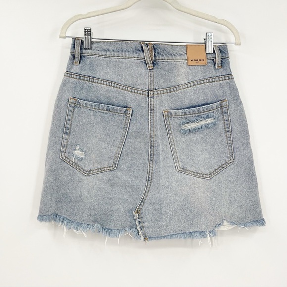 We The Free Blue Denim Jean Skirt High Rise Size 27 Boho Western Cowgirl - Picture 7 of 11